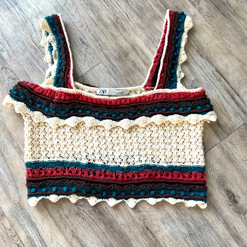 ZARA Crochet Crop Tank Top